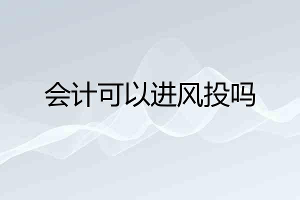 会计可以进风投吗
