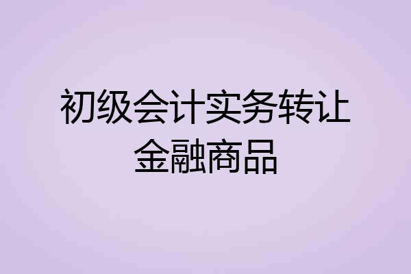 初级会计实务转让金融商品