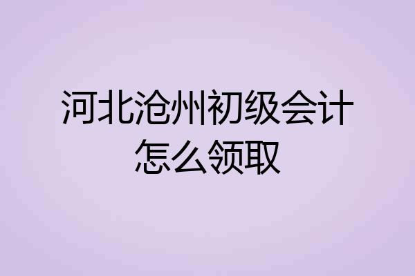河北沧州初级会计怎么领取