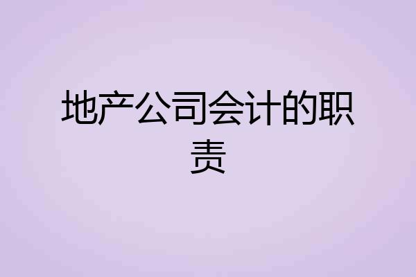 地产公司会计的职责