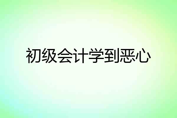 初级会计学到恶心