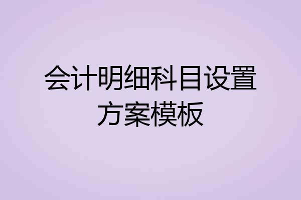 会计明细科目设置方案模板