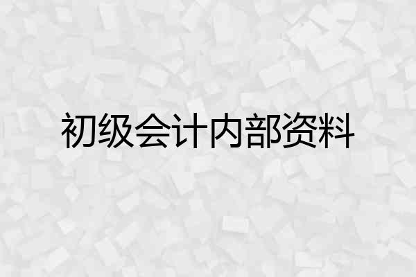 初级会计内部资料