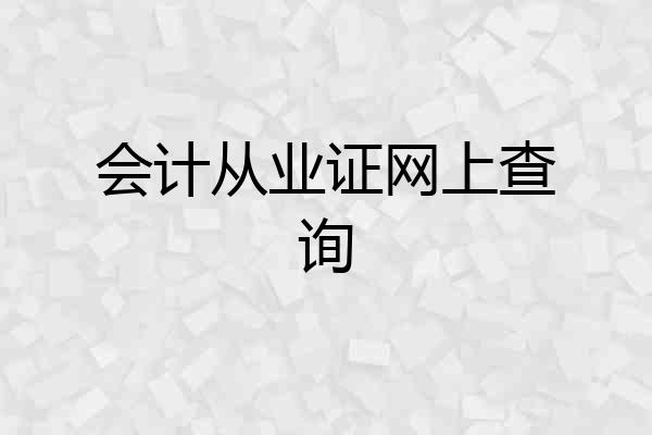 会计从业证网上查询