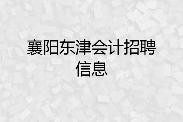 襄阳东津会计招聘信息