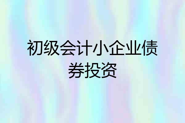 初级会计小企业债券投资