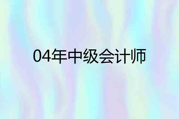04年中级会计师