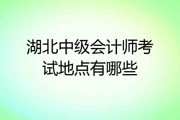 湖北中级会计师考试地点有哪些
