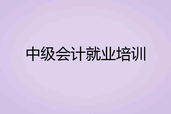 中级会计就业培训