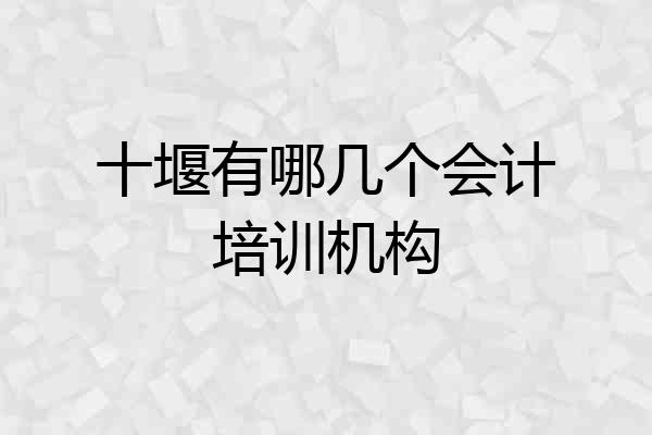 十堰有哪几个会计培训机构