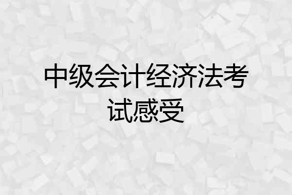 中级会计经济法考试感受