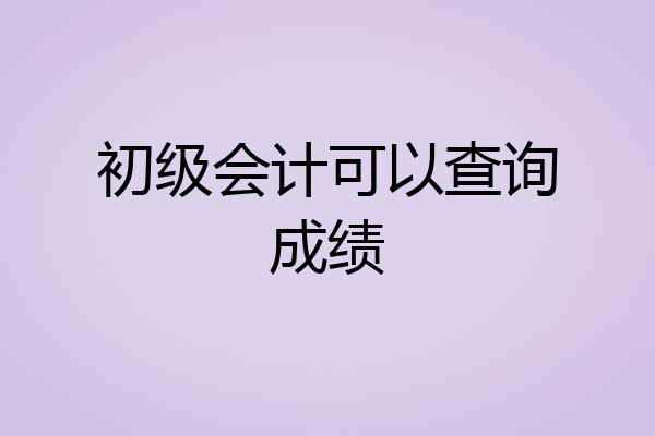 初级会计可以查询成绩