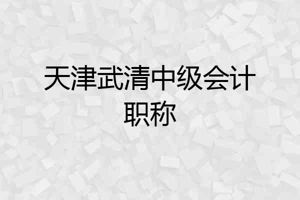 天津武清中级会计职称