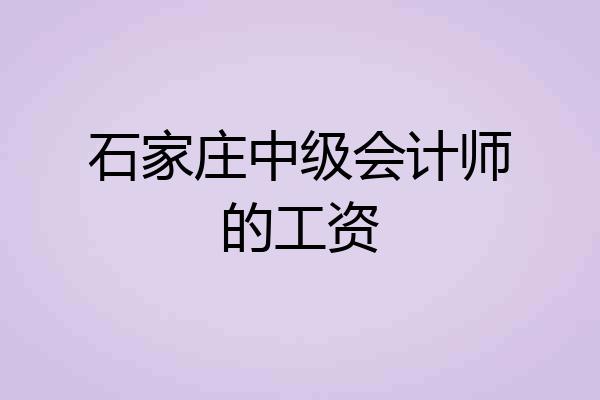 石家庄中级会计师的工资