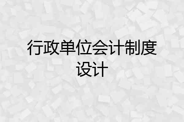行政单位会计制度设计