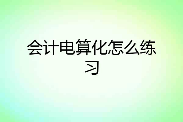 会计电算化怎么练习