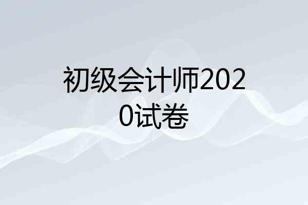 初级会计师2020试卷