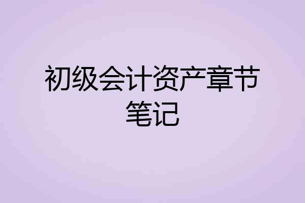 初级会计资产章节笔记