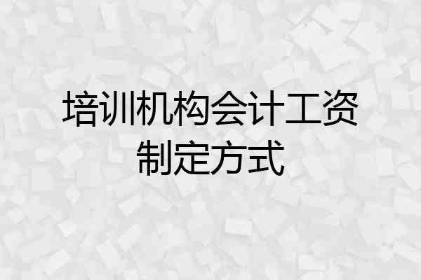 培训机构会计工资制定方式