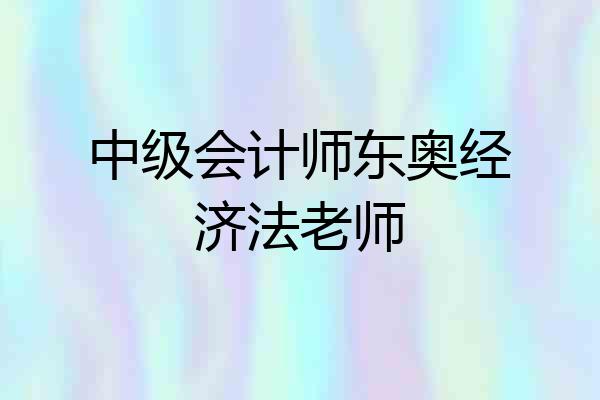 中级会计师东奥经济法老师