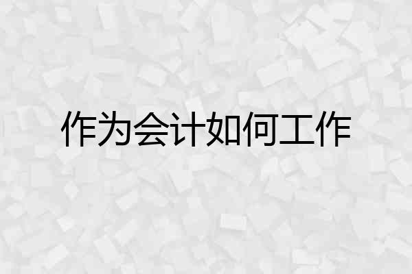 作为会计如何工作