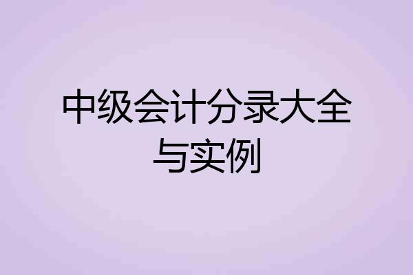 中级会计分录大全与实例