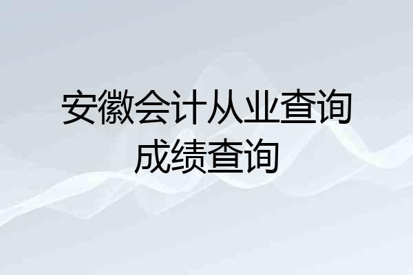 安徽会计从业查询成绩查询