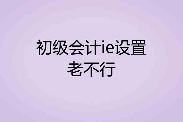 初级会计ie设置老不行
