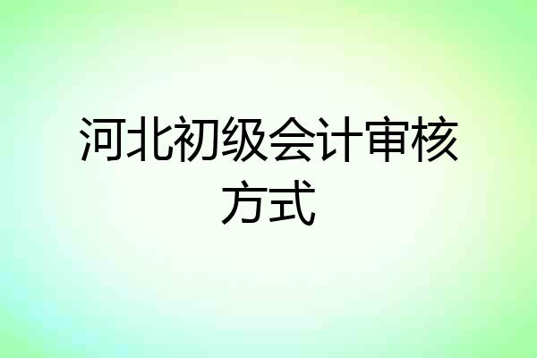 河北初级会计审核方式