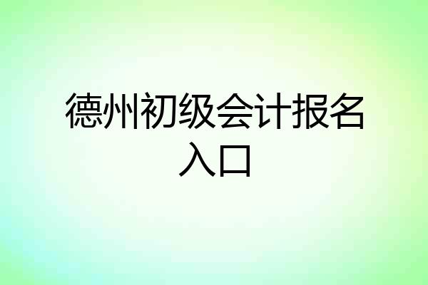 德州初级会计报名入口