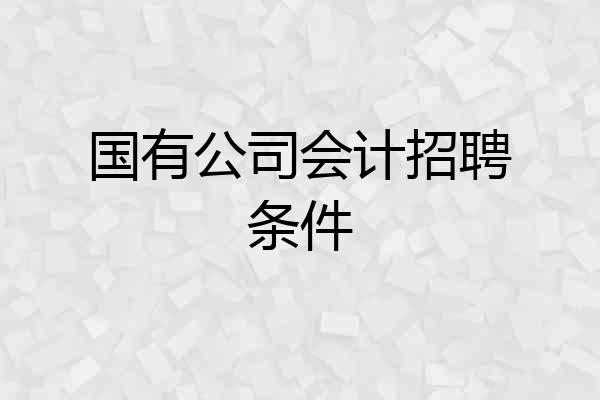国有公司会计招聘条件