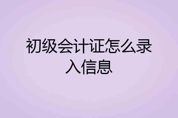 初级会计证怎么录入信息