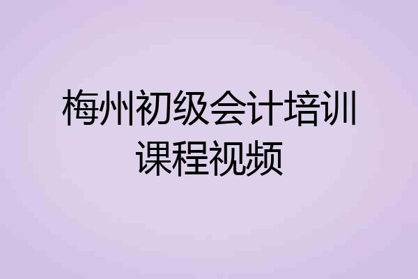 梅州初级会计培训课程视频