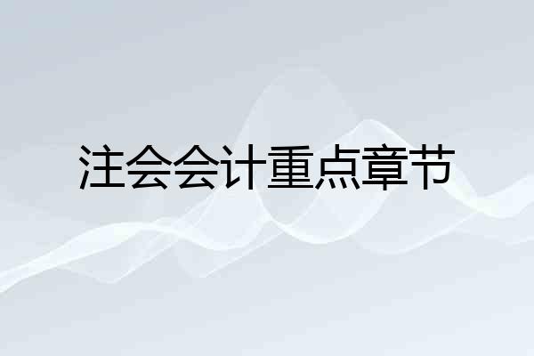 注会会计重点章节