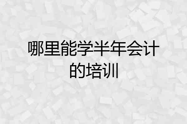 哪里能学半年会计的培训