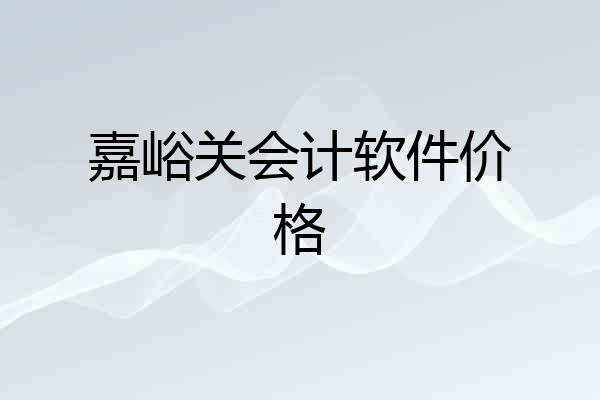 嘉峪关会计软件价格