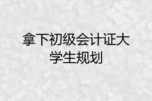拿下初级会计证大学生规划