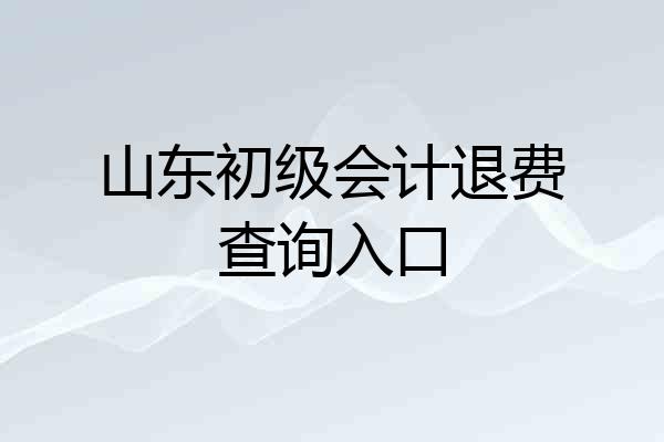 山东初级会计退费查询入口