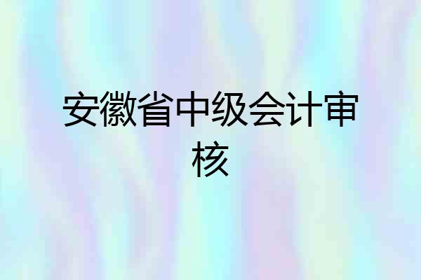 安徽省中级会计审核