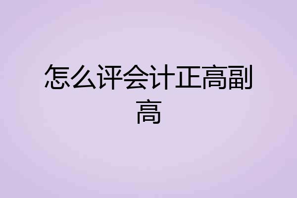 怎么评会计正高副高