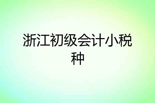 浙江初级会计小税种