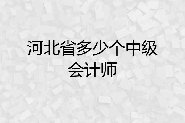 河北省多少个中级会计师