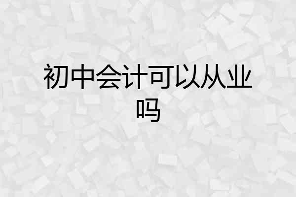 初中会计可以从业吗