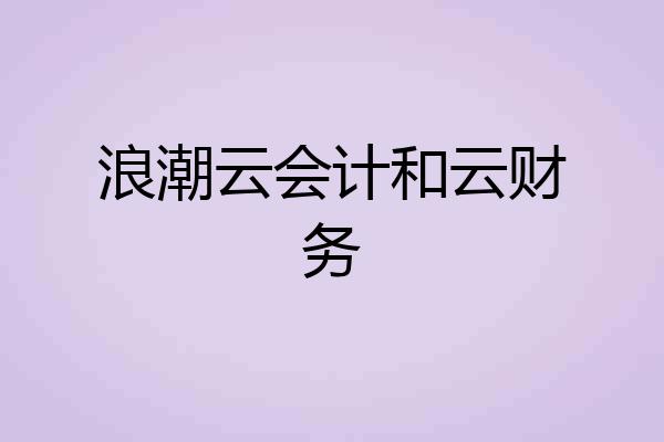 浪潮云会计和云财务