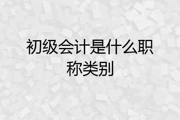 初级会计是什么职称类别