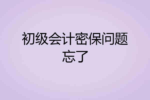 初级会计密保问题忘了