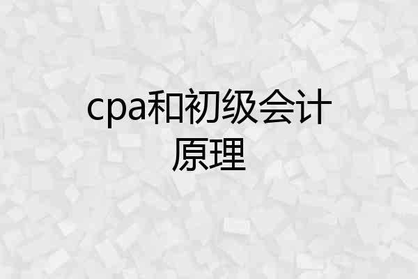 cpa和初级会计原理
