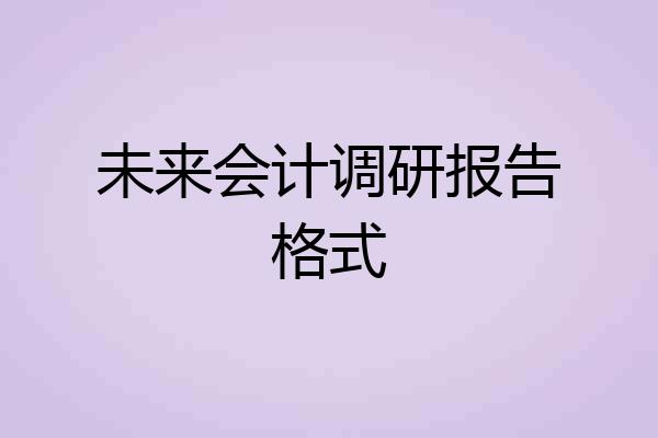 未来会计调研报告格式