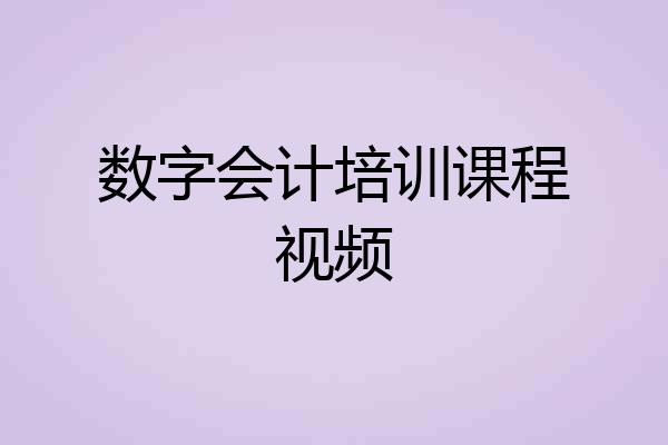 数字会计培训课程视频