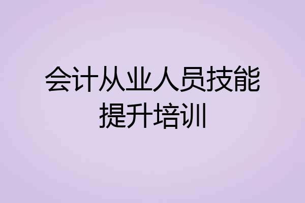 会计从业人员技能提升培训